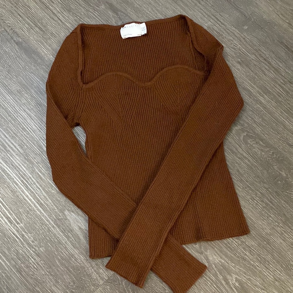 ASOS brown ribbed heart neckline